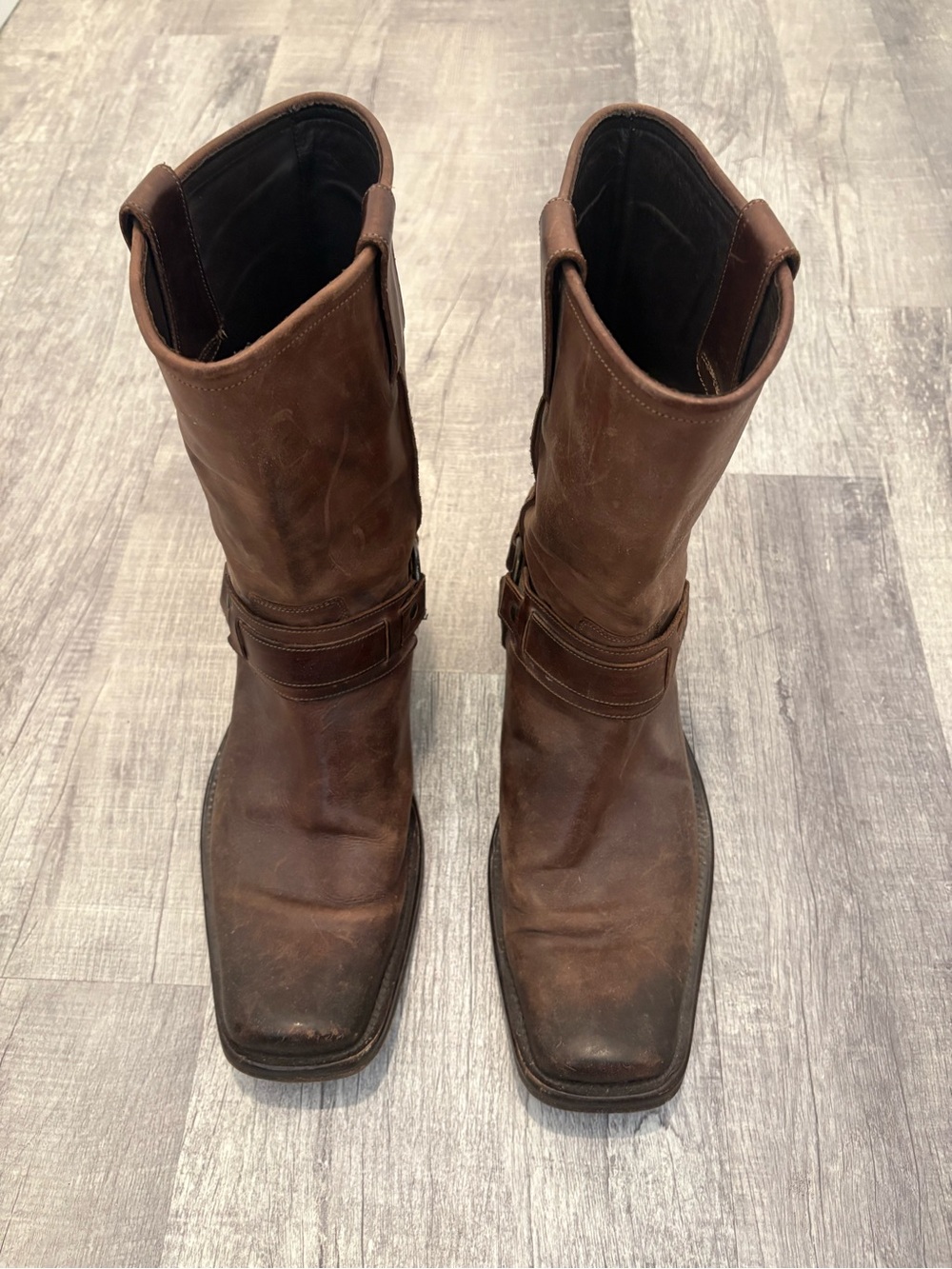 Kenneth Cole New York Brown Leather Harness Boots Size 10 Made in Italy
